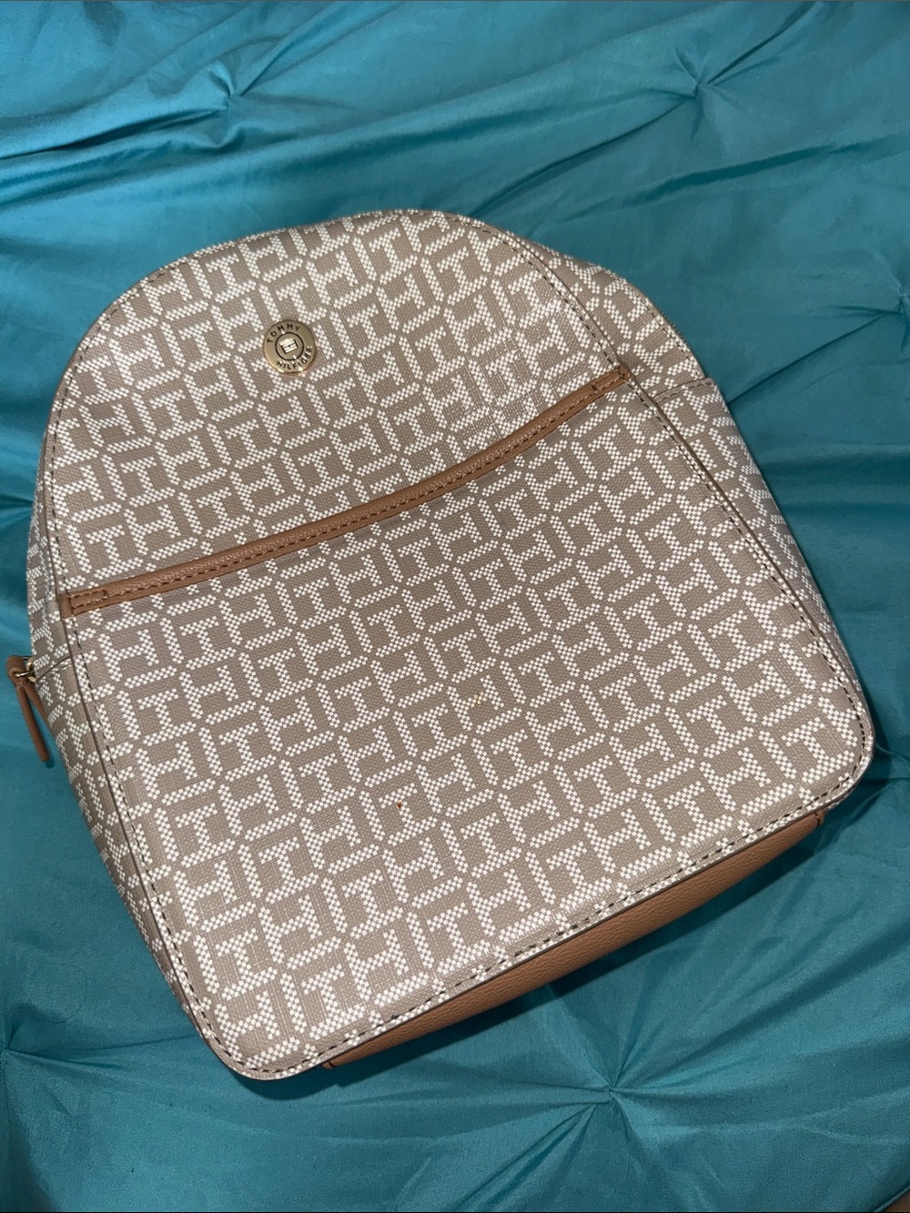 Tommy Hilfiger Mini Backpack in Cream and Tan
